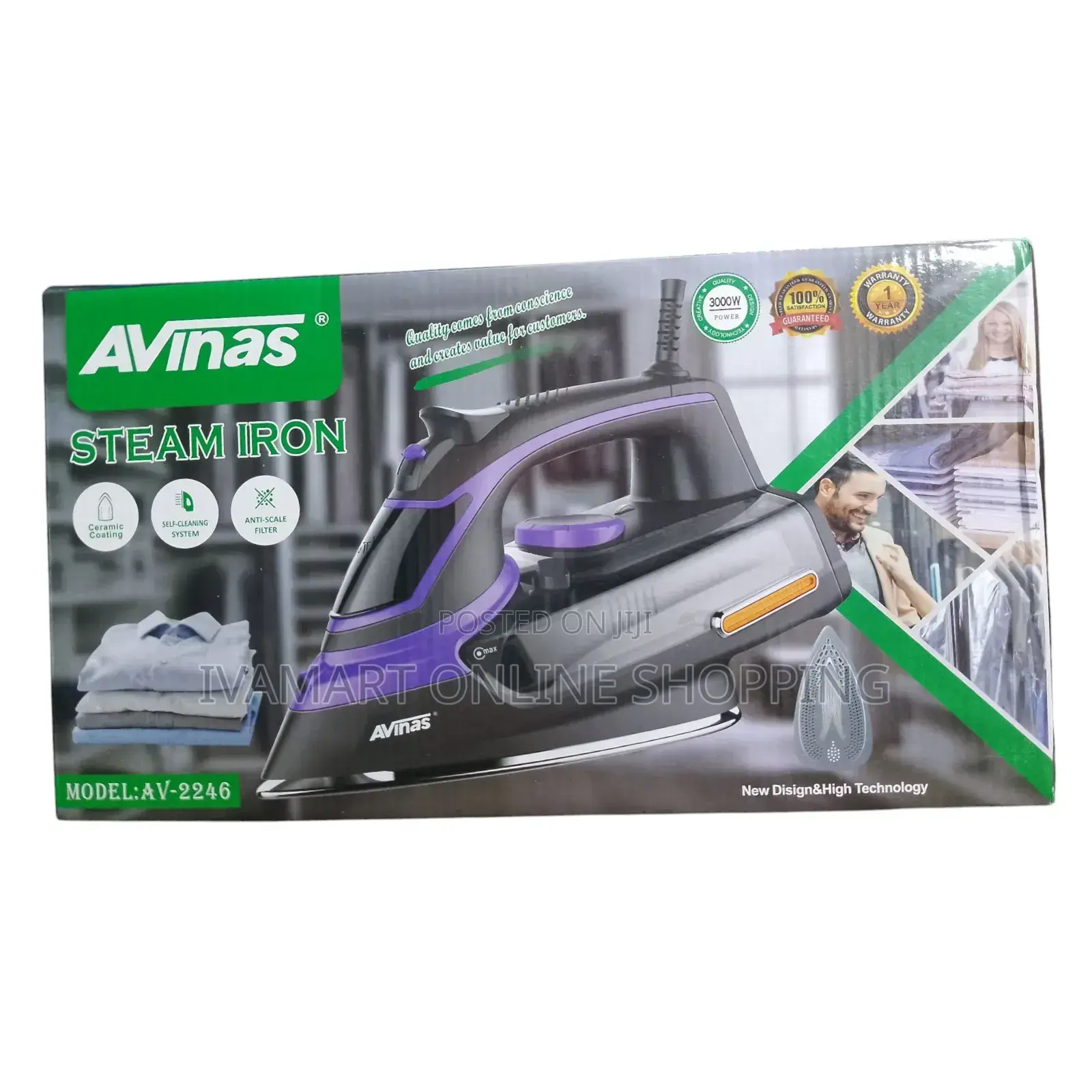 Avinas Steam Iron - 3000w, 100% Satisfaction