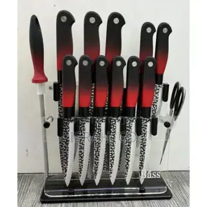 Bass 14 Piece Set of Kitchen Knives Soft Touch Coated Handle