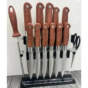 Professional Set of Kitchen Knives Brown