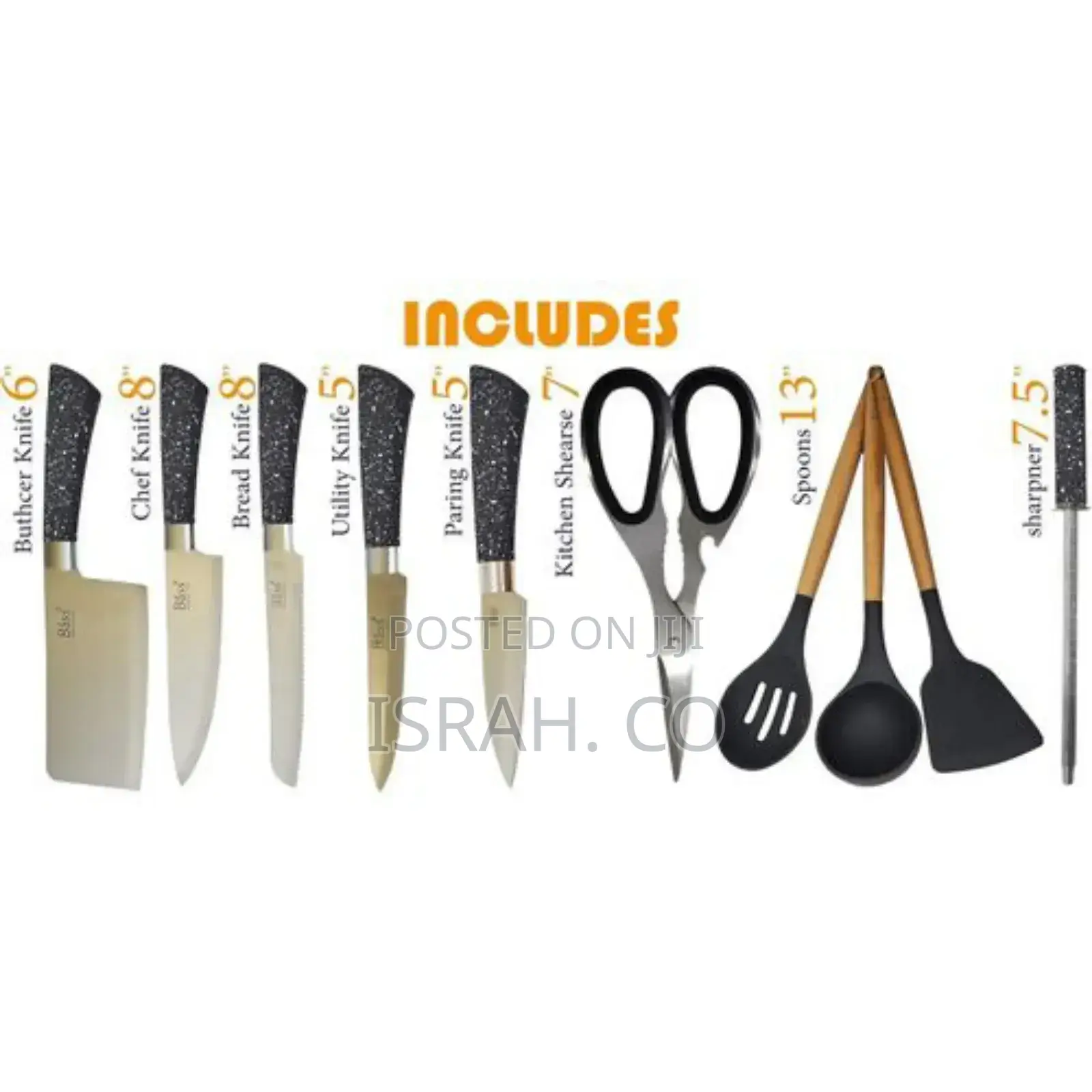 Bass 11 Piece Stainless Steel Modern Knife Set On