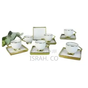 12 Piece Coffee Cup and Saucer Set, Mocha Cups,