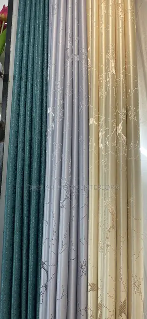 Cream , Light Grey and Green Curtain Per Meter on Each