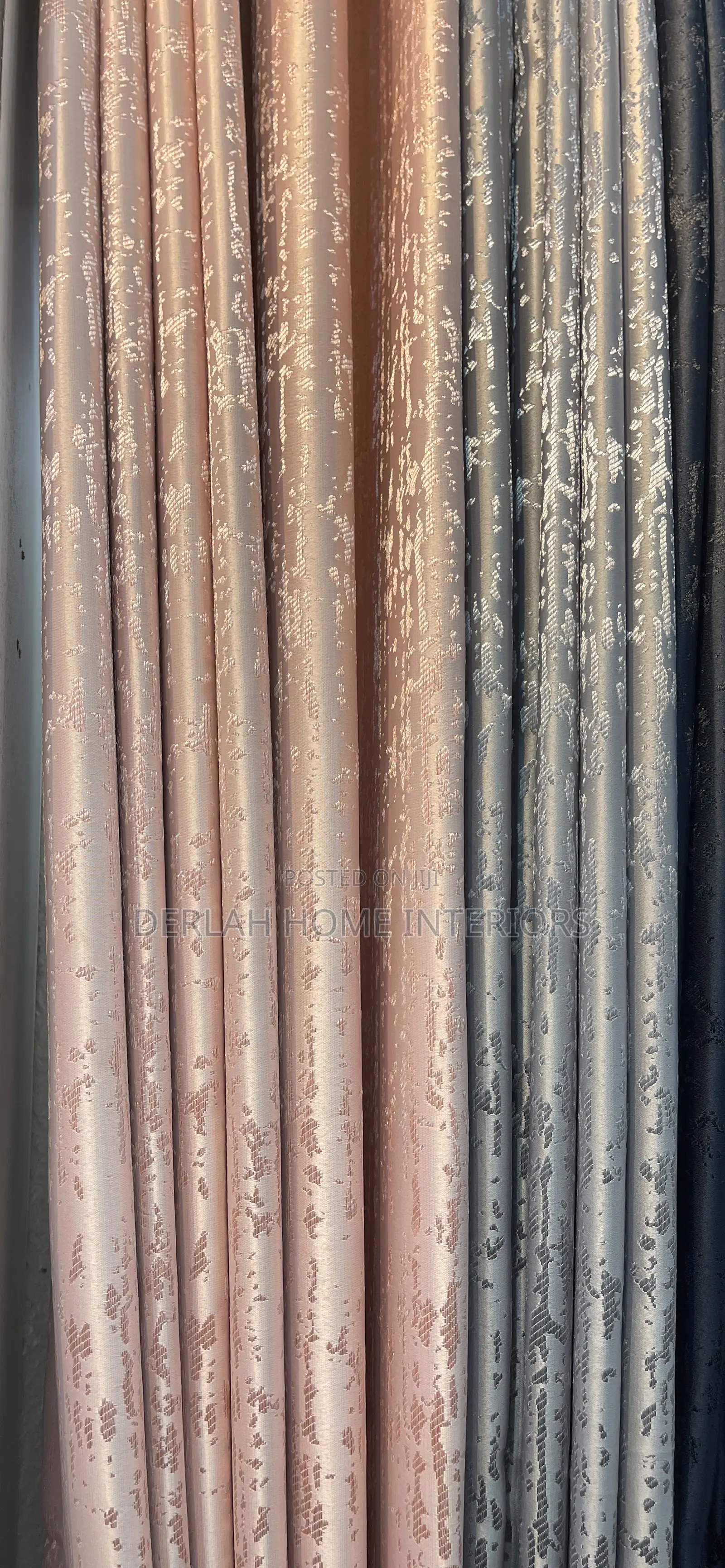 Pink and Grey Quality Curtains Per Ready Meter