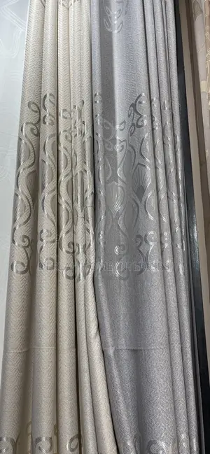 Light Grey and Cream Design Curtain Per Fabric Meter