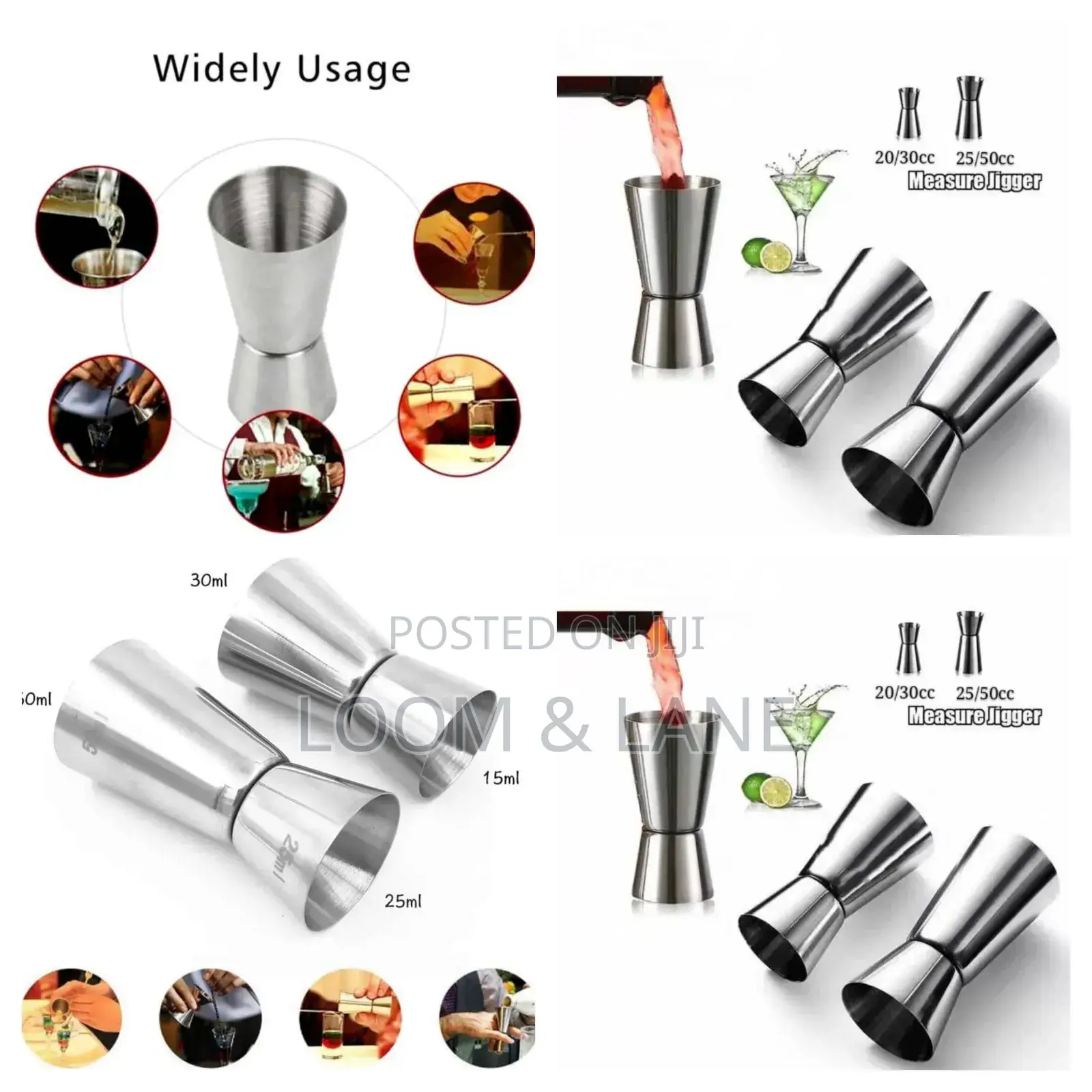 2pcs Stainless Steel Cocktail Measuring Cups