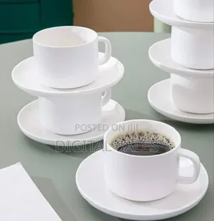 Restaurants and Office 6 Piece Cups and 6 Saucers – White