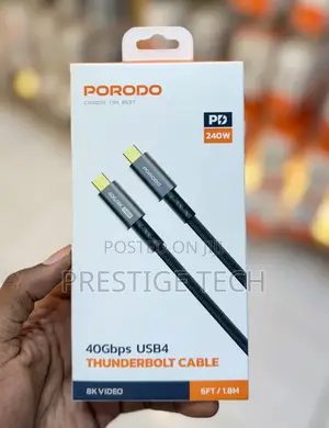 Porodo Type C Thunderbolt Cable 40gbps 240w