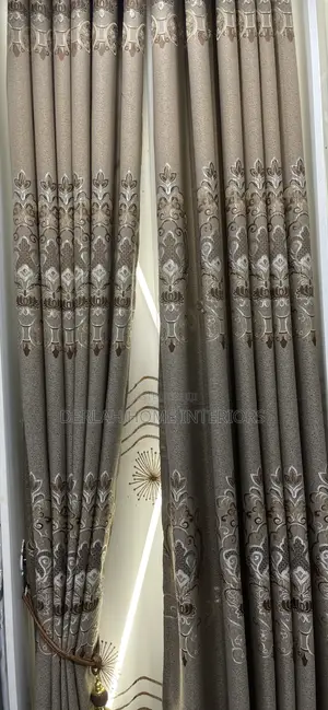 Cotton Curtain Fabric in Brown