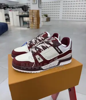 Original White/Maroon Louis Vuitton Lv Trainer Sneakers