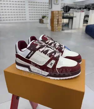 Original White/Maroon Louis Vuitton Lv Trainer Sneakers