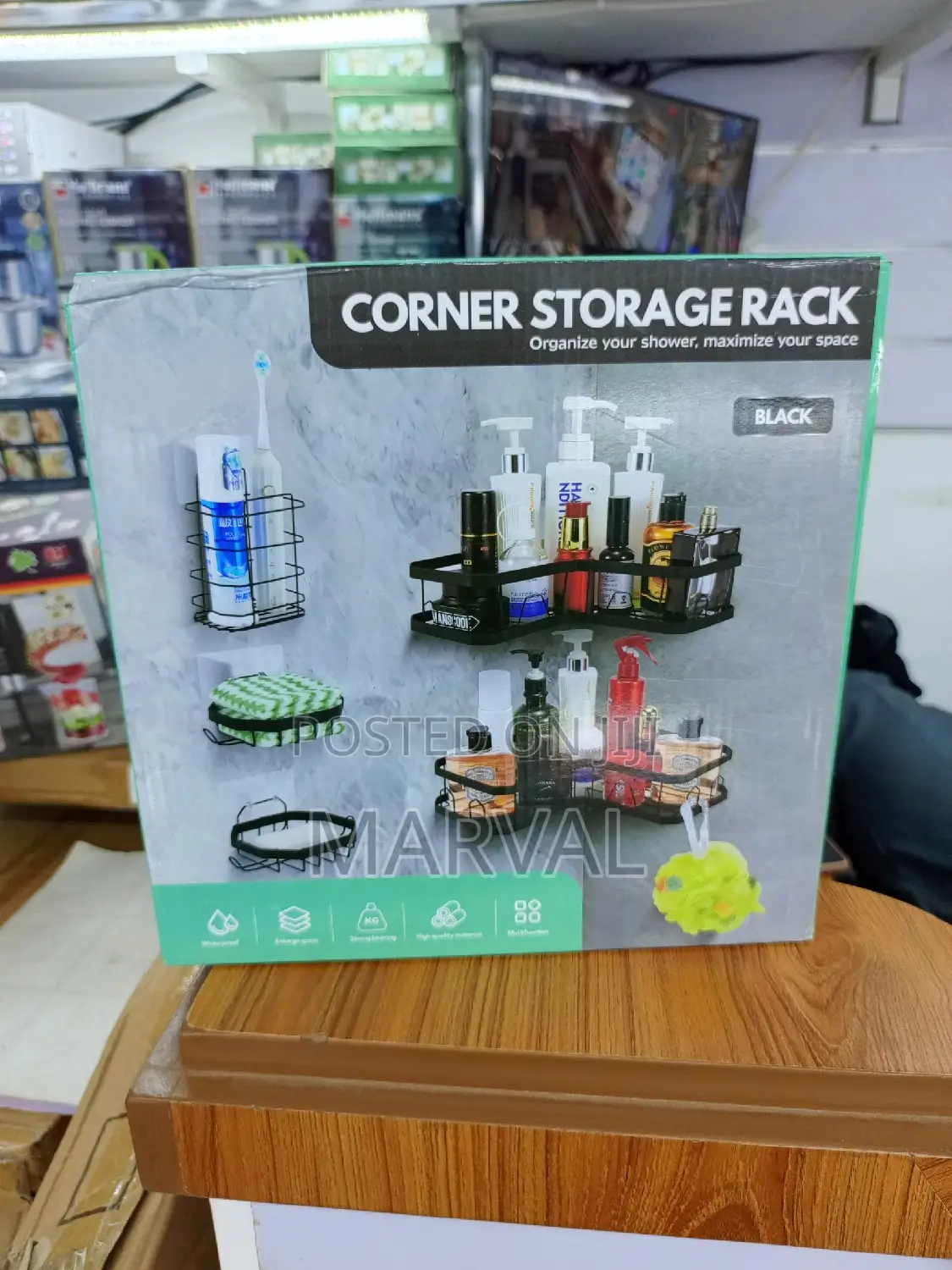 5 Pieces Bathroom Corner Shelves-Black