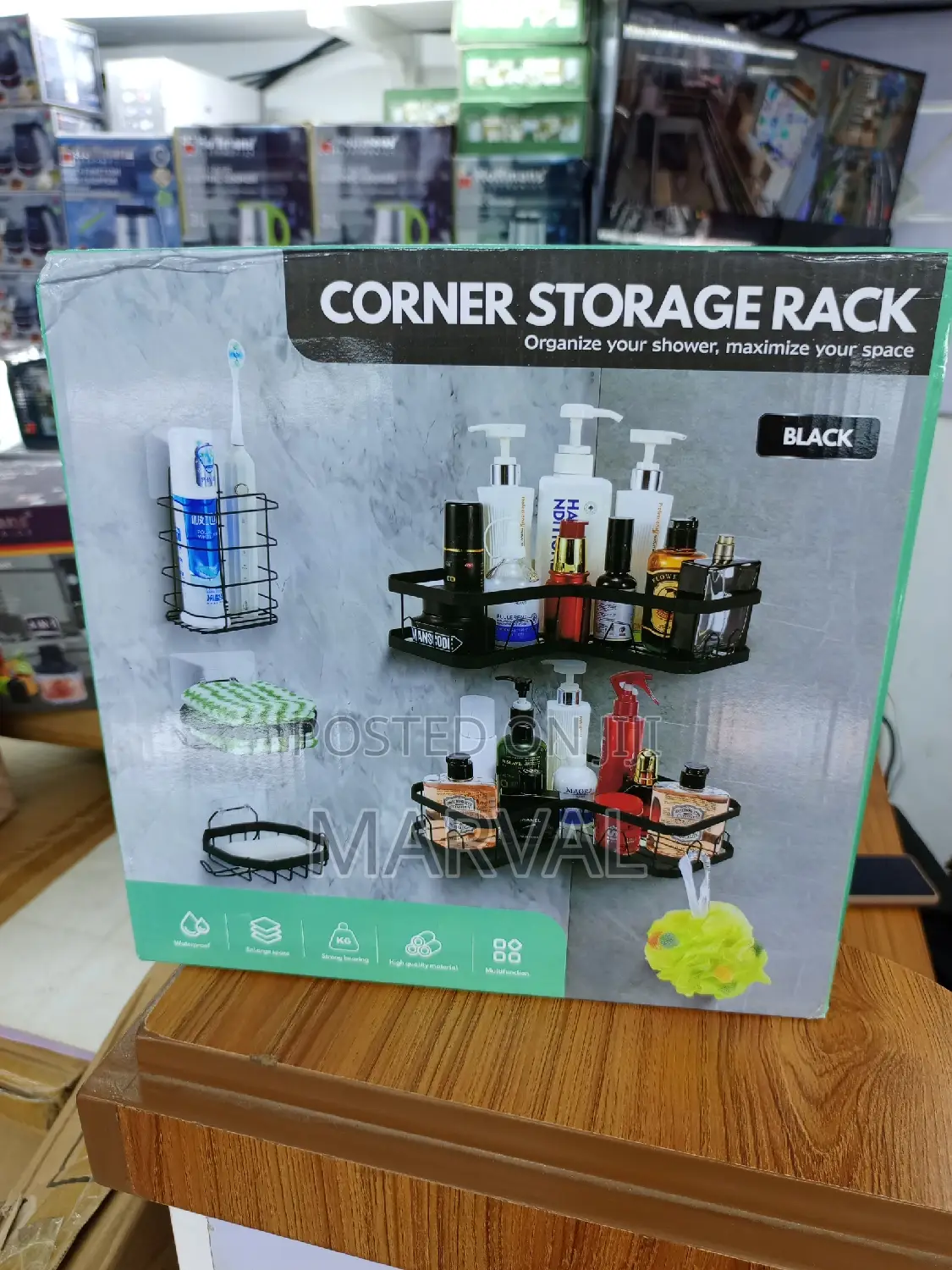 5 Pieces Bathroom Corner Shelves-Black