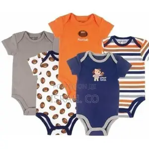 5 Pack Baby Boy Newborn Short Sleeve Bodysuits