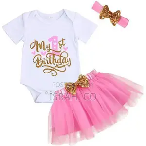 Girls Tutu Set Skirt+Cotton Tshirt With Headband, Pink,White
