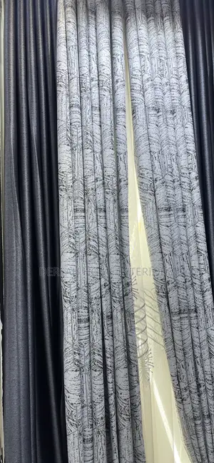 Hexagon Design With Plain Grey Curtains