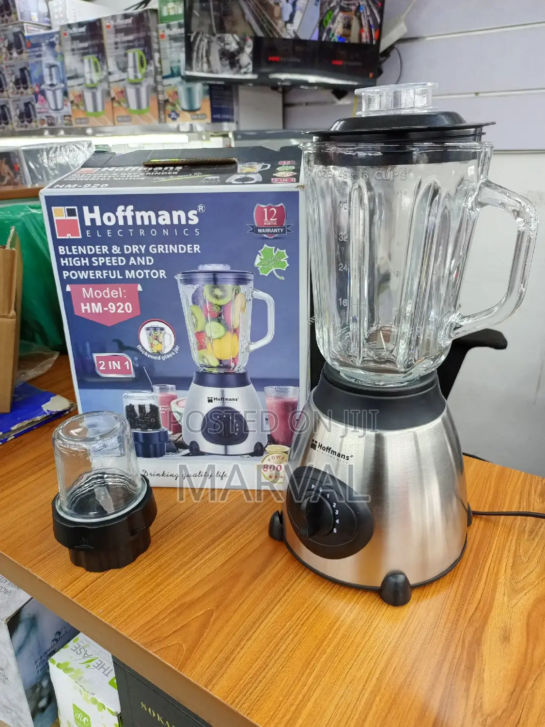 Hoffmans 2in1 Electric Heavy Glass Blender Dry Grinder