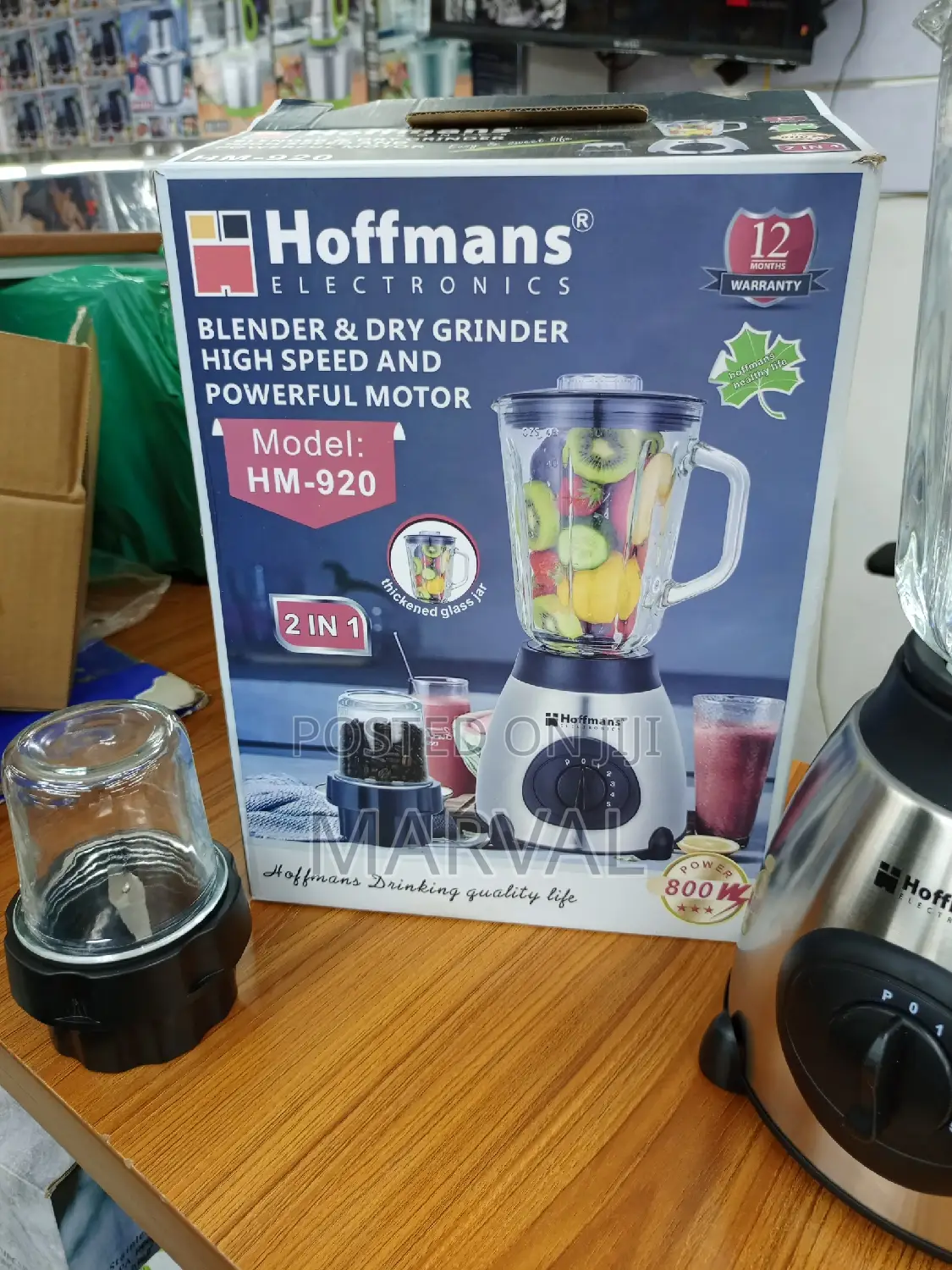 Hoffmans 2in1 Electric Heavy Glass Blender Dry Grinder