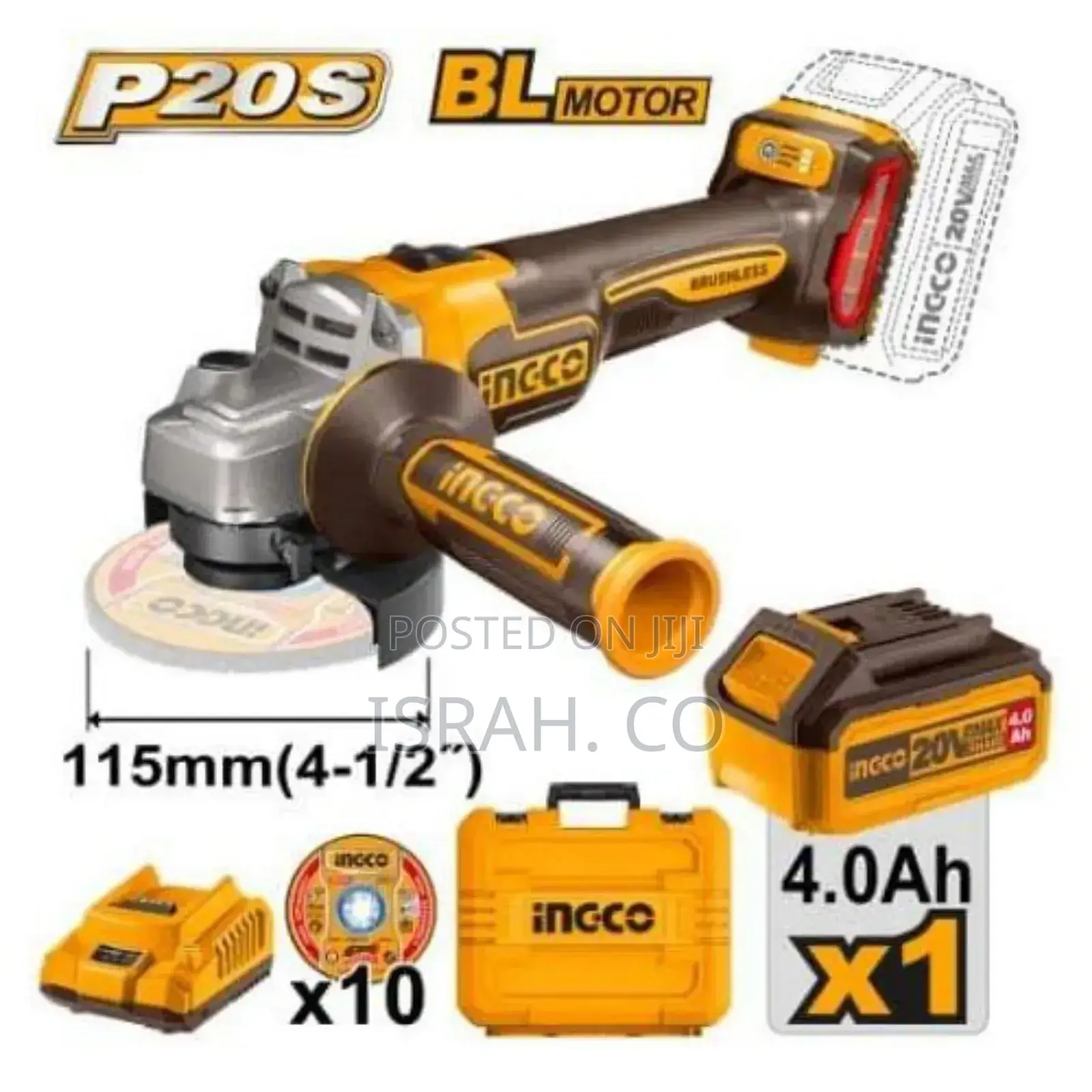 Ingco Lithium-Ionangle Grinder 20v Battery Charger Included