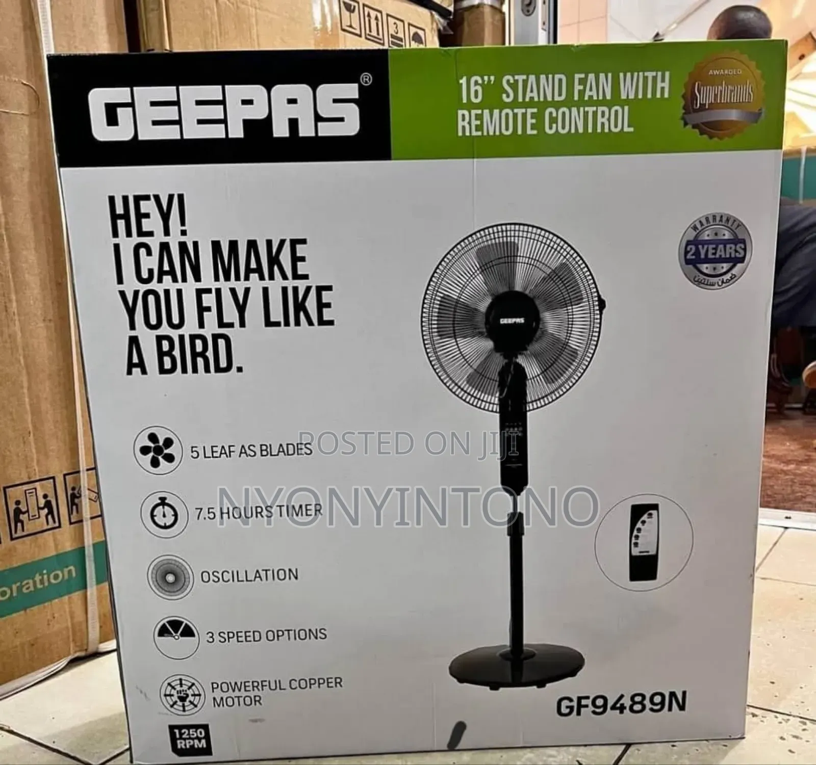 Geepas Strong and Silent Stand Fan With Remote Control