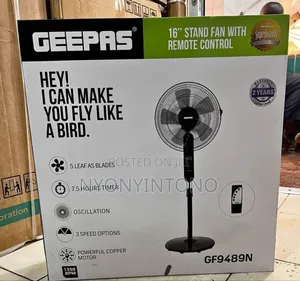 Geepas Strong and Silent Stand Fan With Remote Control