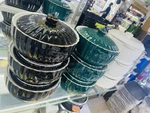 Stack of Black Serving Bowls/Dishes With Lids