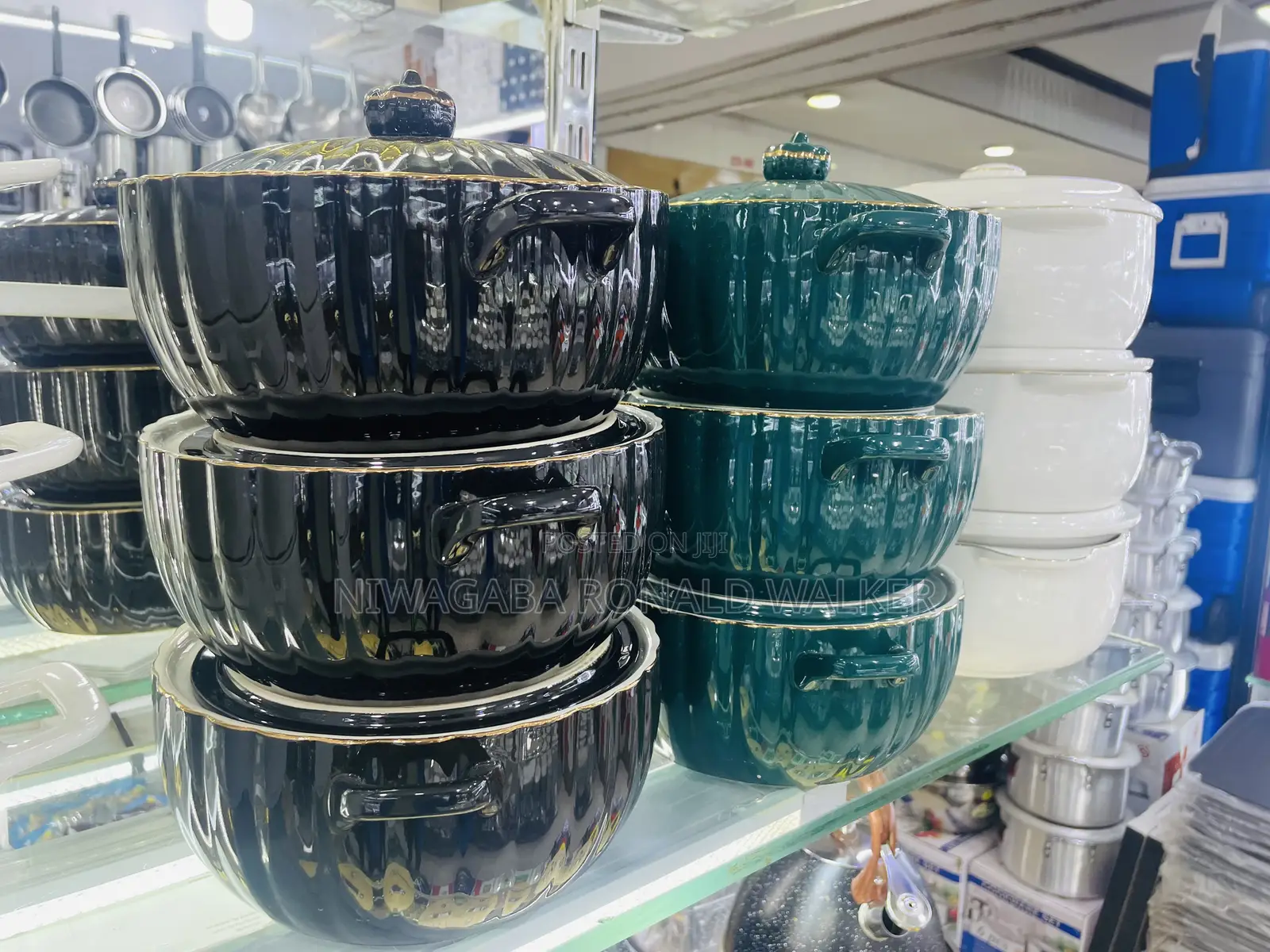 Stack of Black Serving Bowls/Dishes With Lids