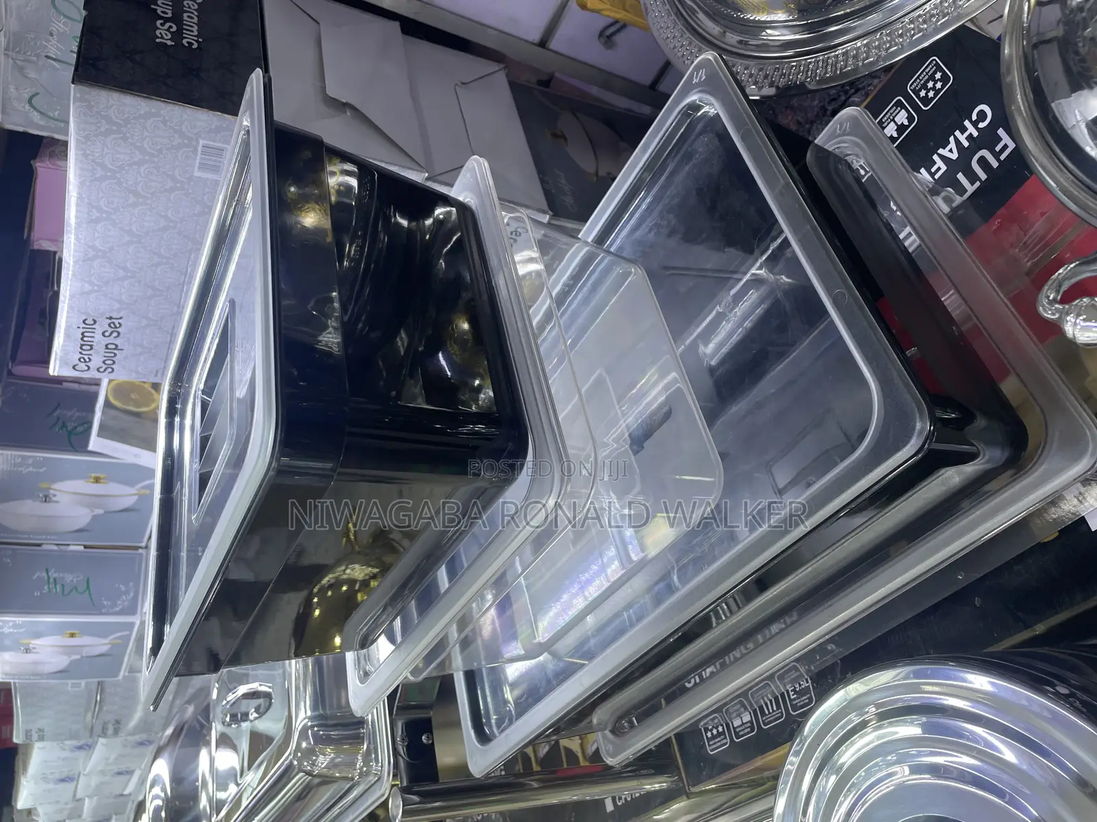 4pc Transparent Black Plastic Containers