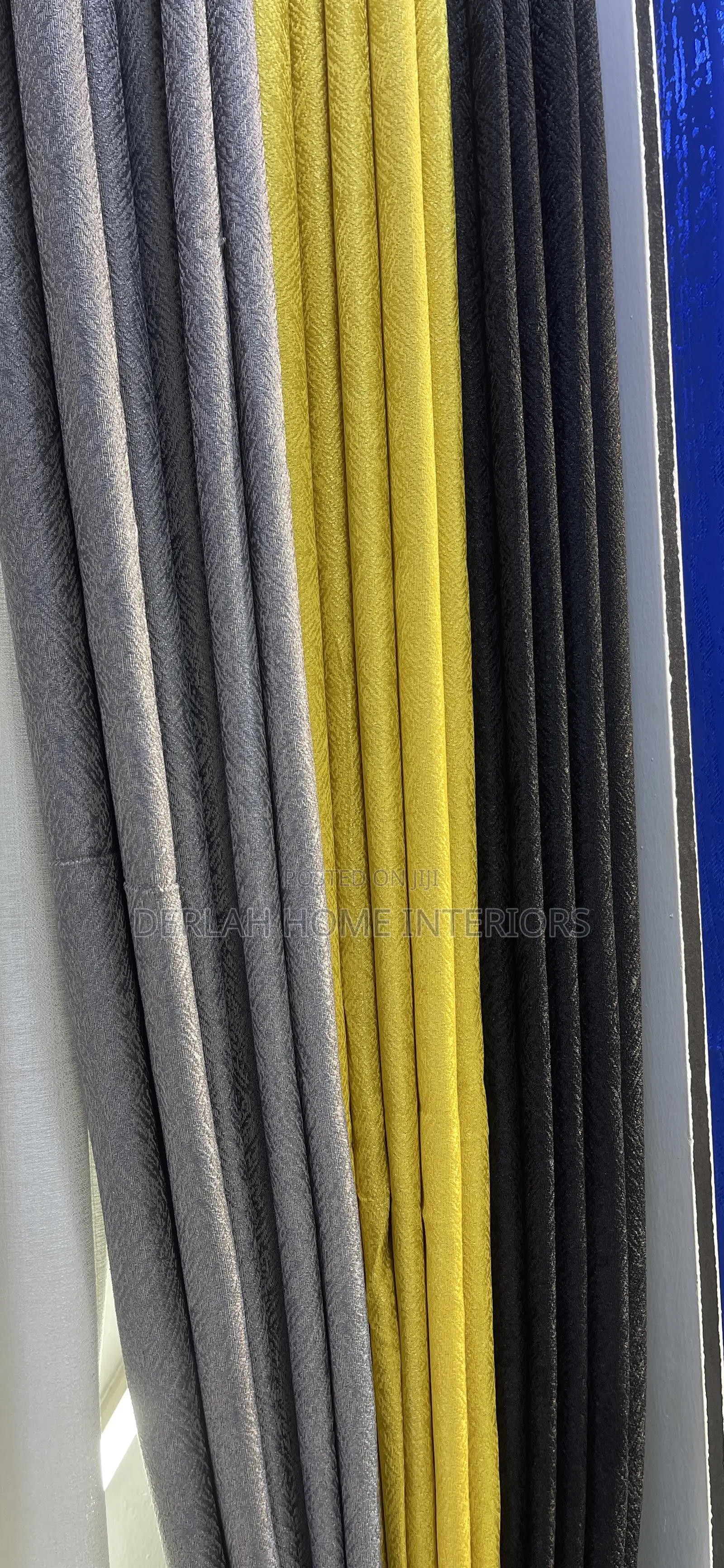 Yellow , Grey and Black Curtains