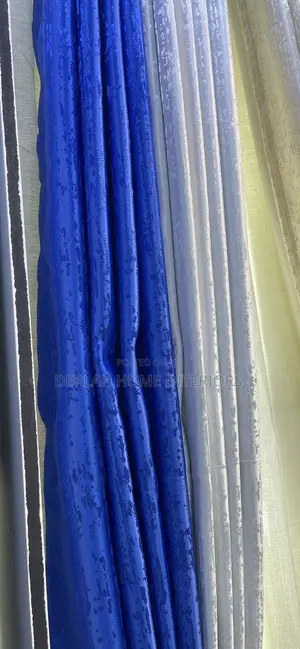 Royal Blue and White Curtain Fabric