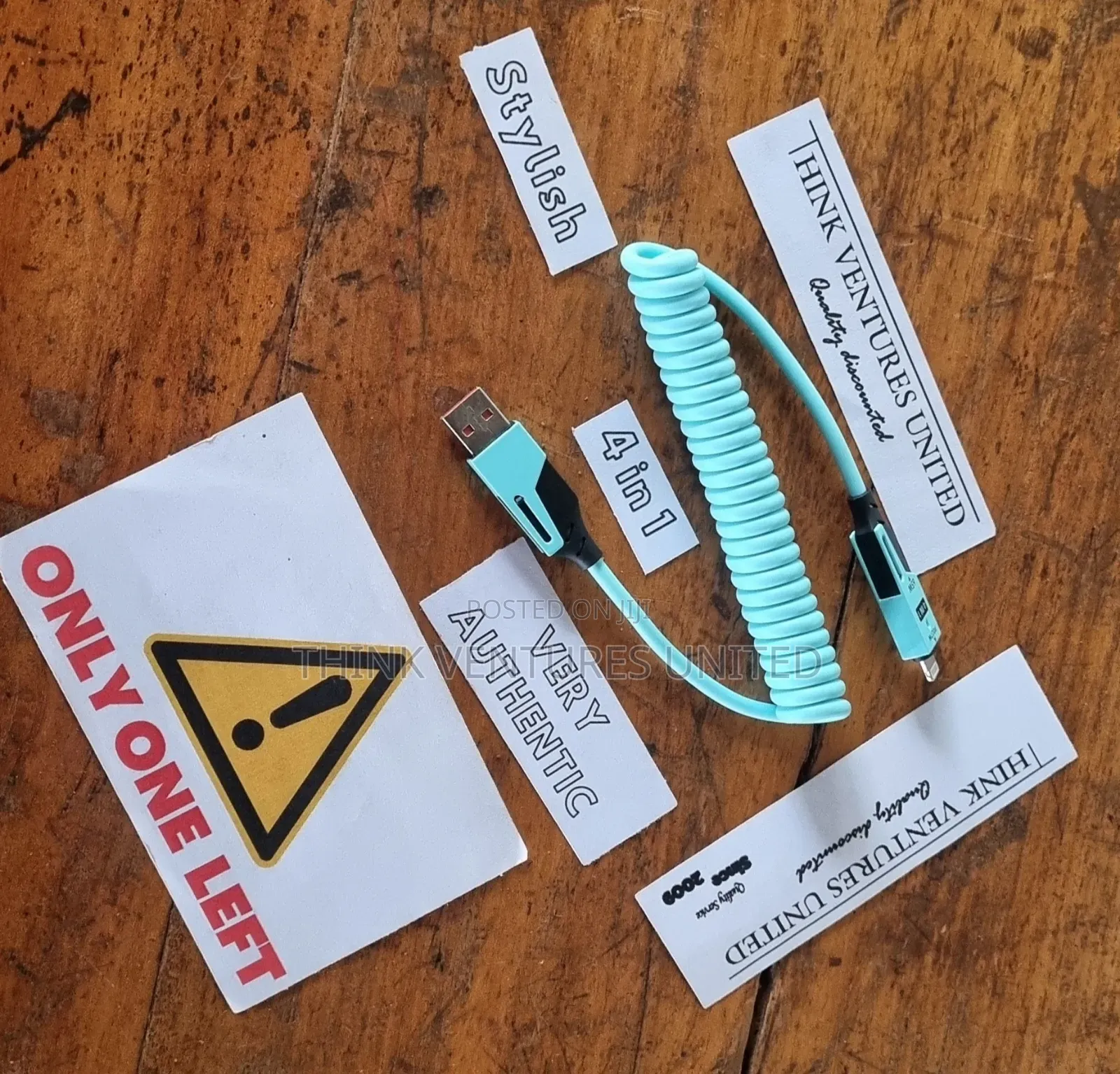 4 in 1 Coiled 1.5 M Long Cyan 65 Watt Cable