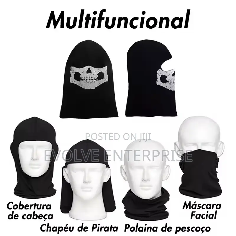 Musion Full Face Mask Black Ghosts Print Balaclava