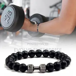Natural Black Volcanic Lava Stone Dumbbell Bracelet