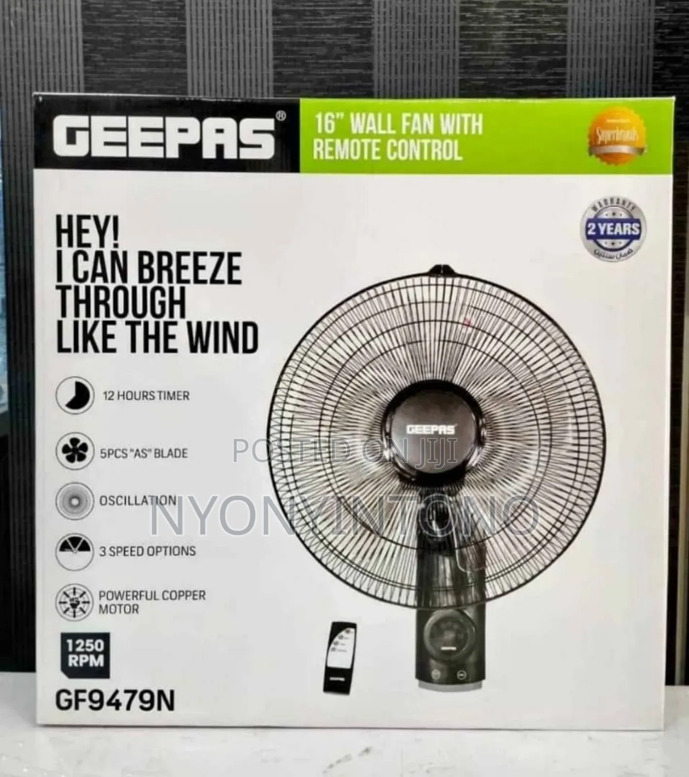 Geepas 16 Wall Fan With Remote Control