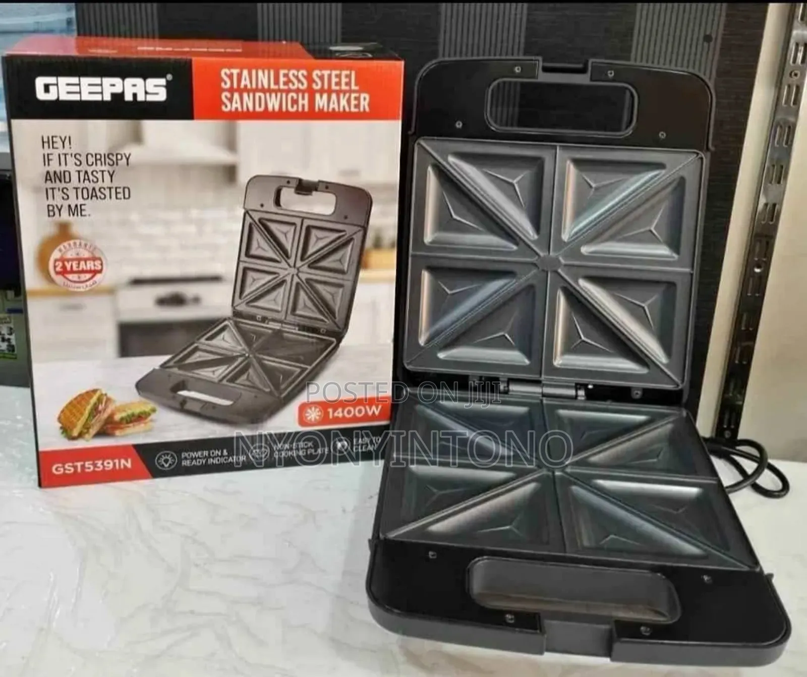 Geepas 4 Slice Stainless Steel Sandwich Maker