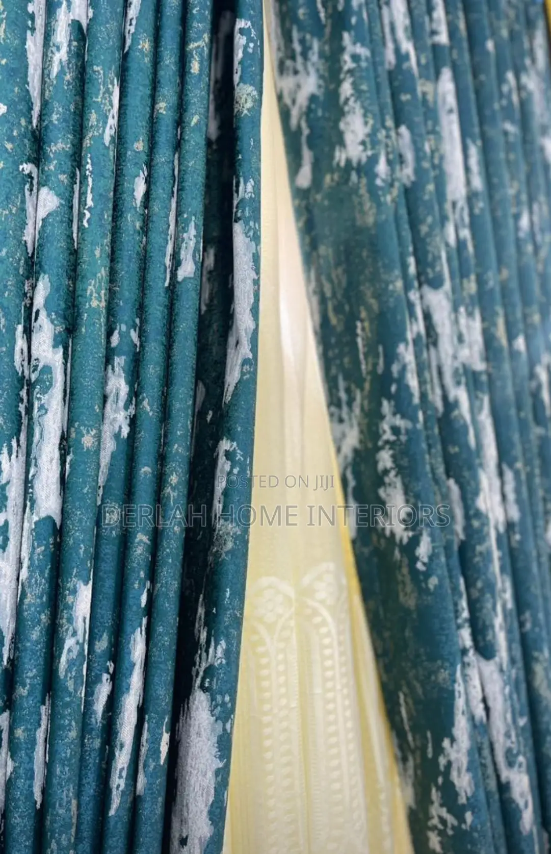 Quality Green Curtains With Grey Partterns