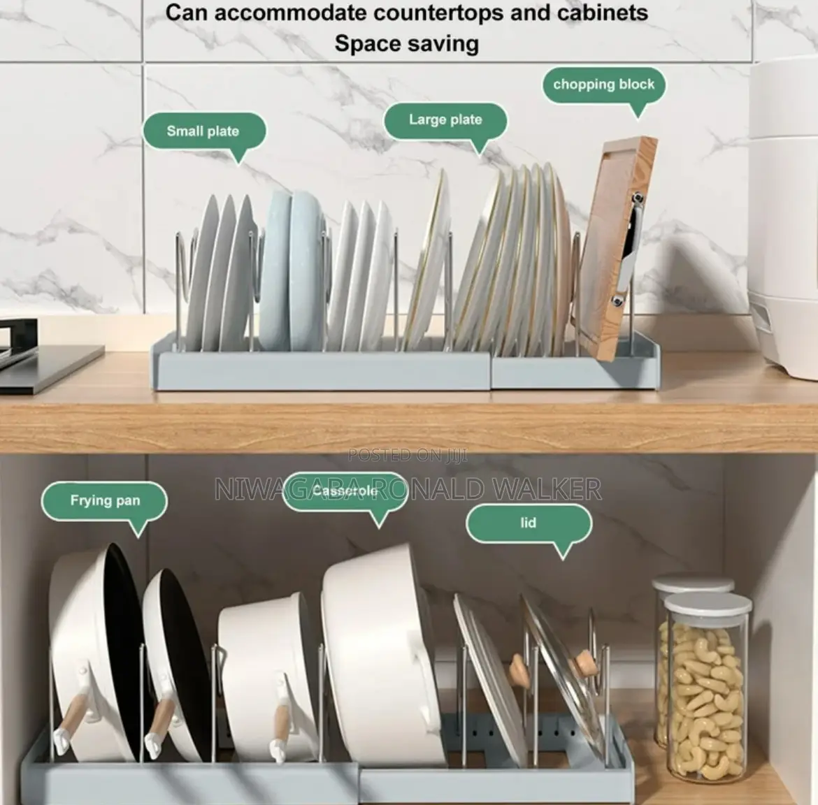 Expanded Abs Dish/ Pan Organizer for Cabinets , Pots Pans