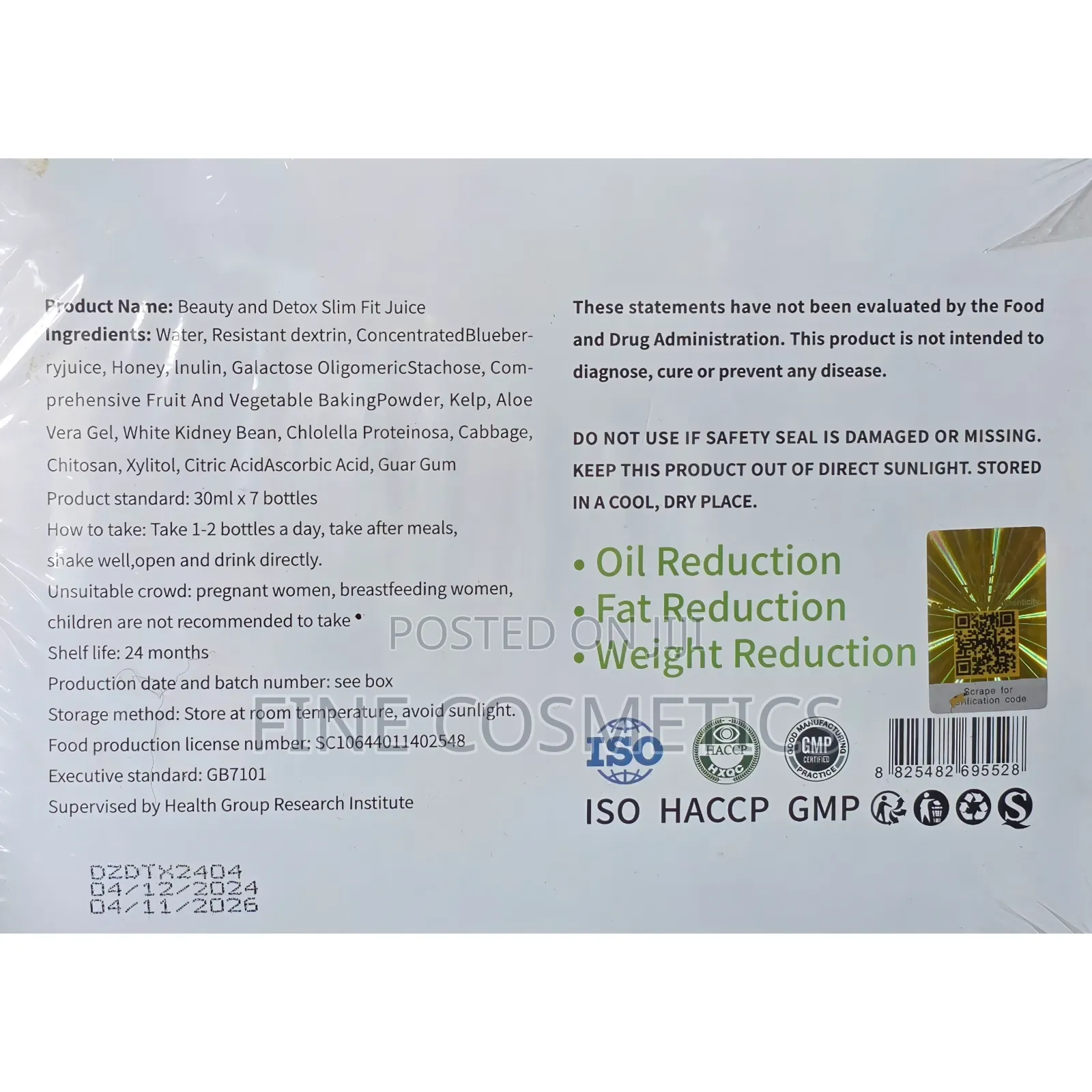 Slim Fit Juice | Fat Reduction Weight Loss Slimming Drink.