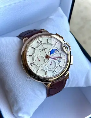 Active Chronograph Leather Strap Cartier Watch in Stock