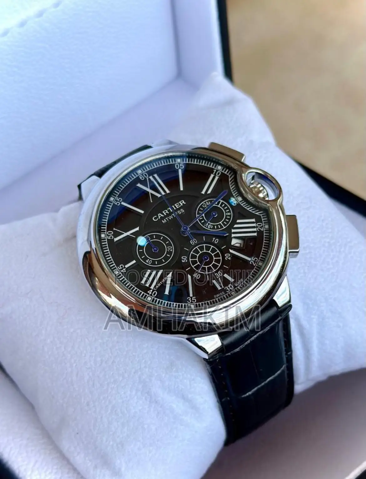 Active Chronograph Leather Strap Cartier Watch in Stock