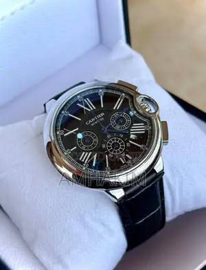 Active Chronograph Leather Strap Cartier Watch in Stock
