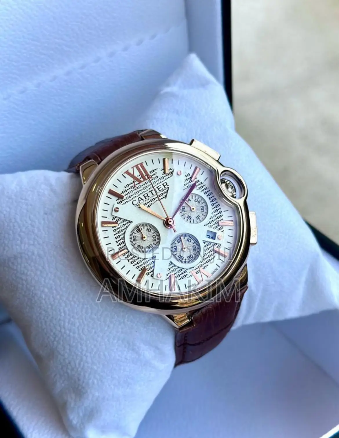 Active Chronograph Leather Strap Cartier Watch in Stock