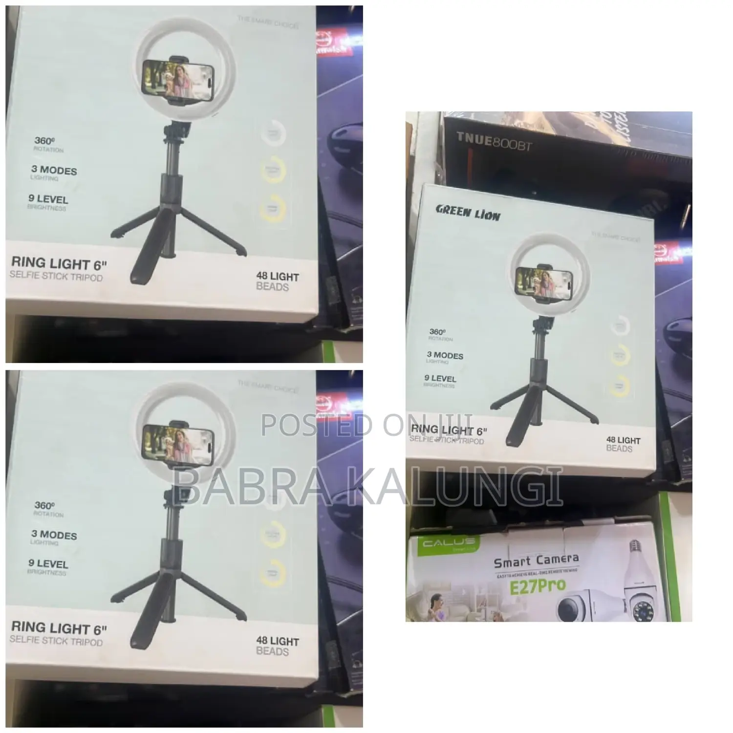 Green Lion Ring Light 6′′ Selfie Stick, Bluetooth Remote