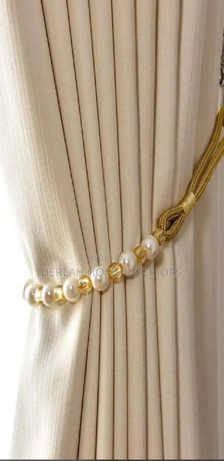 Cream Imported Curtain Farbric Per Ready Meter