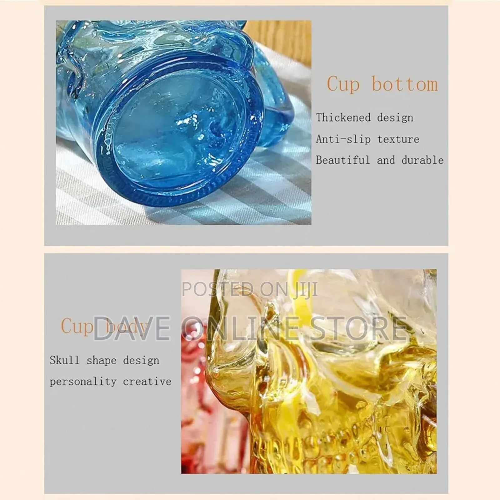 Unband Skull Glass Cup With Straw and Lid, Coffee Cup
