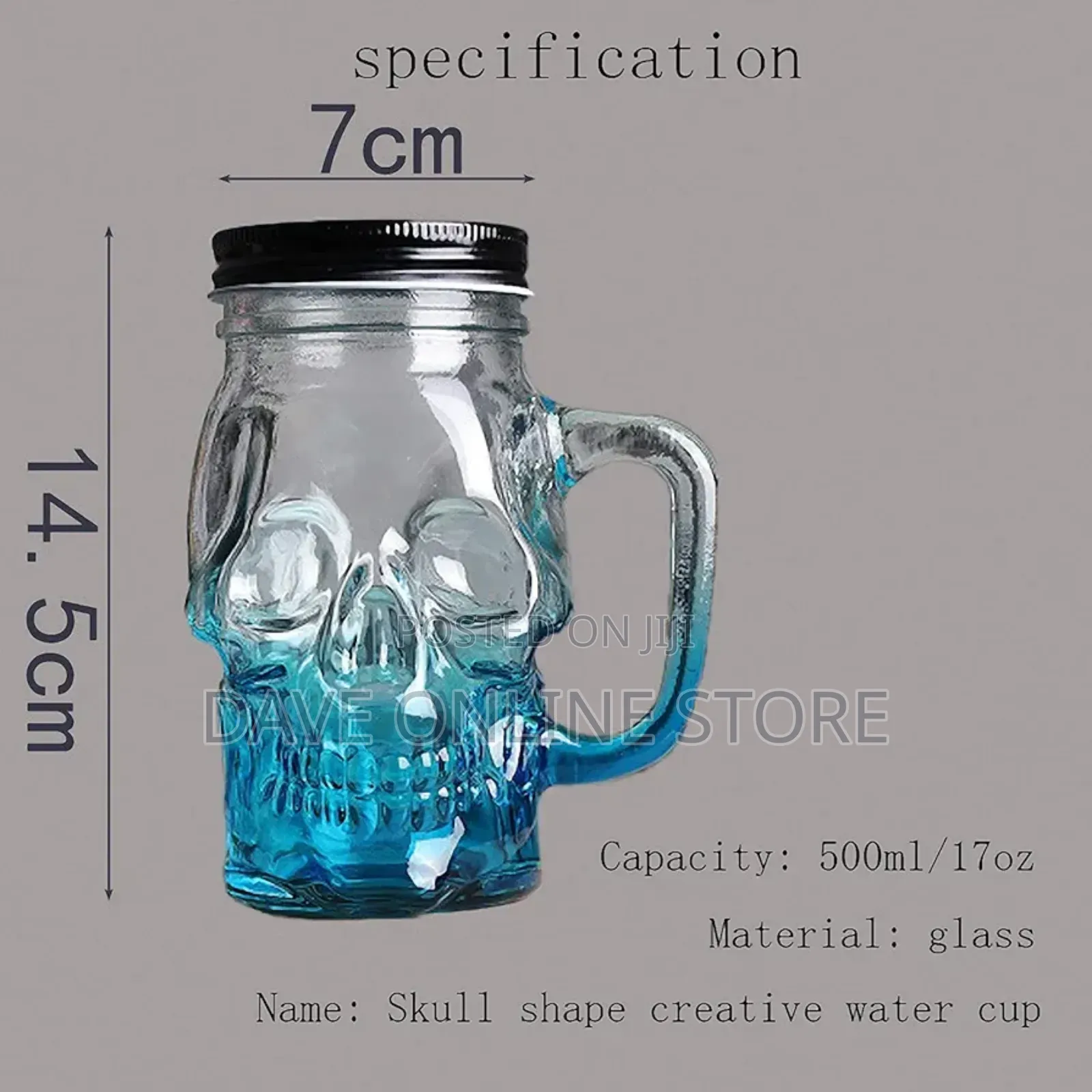 Unband Skull Glass Cup With Straw and Lid, Coffee Cup