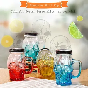 Unband Skull Glass Cup With Straw and Lid, Coffee Cup