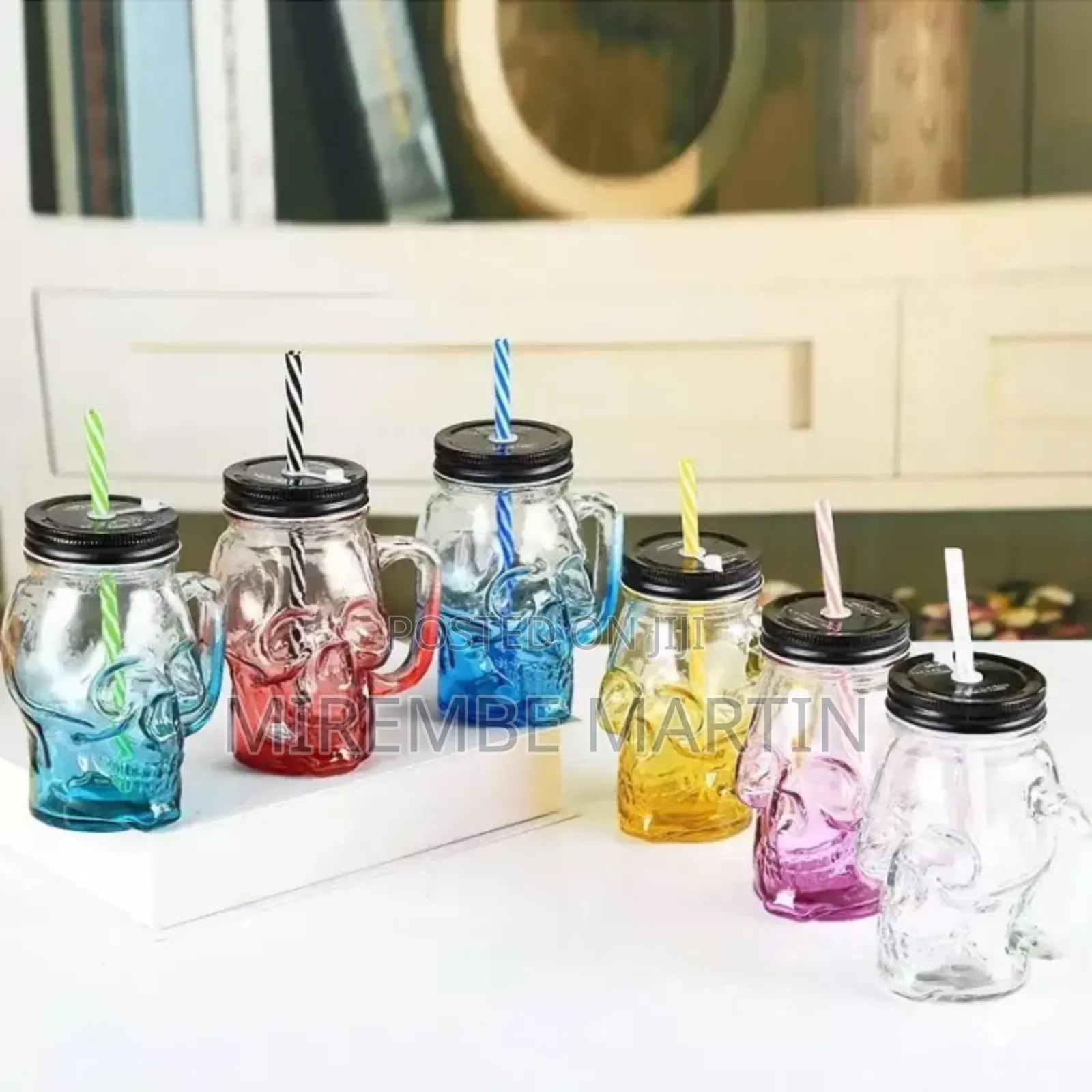 Skull Mason Jar Glass Mug With a Straw and Lid