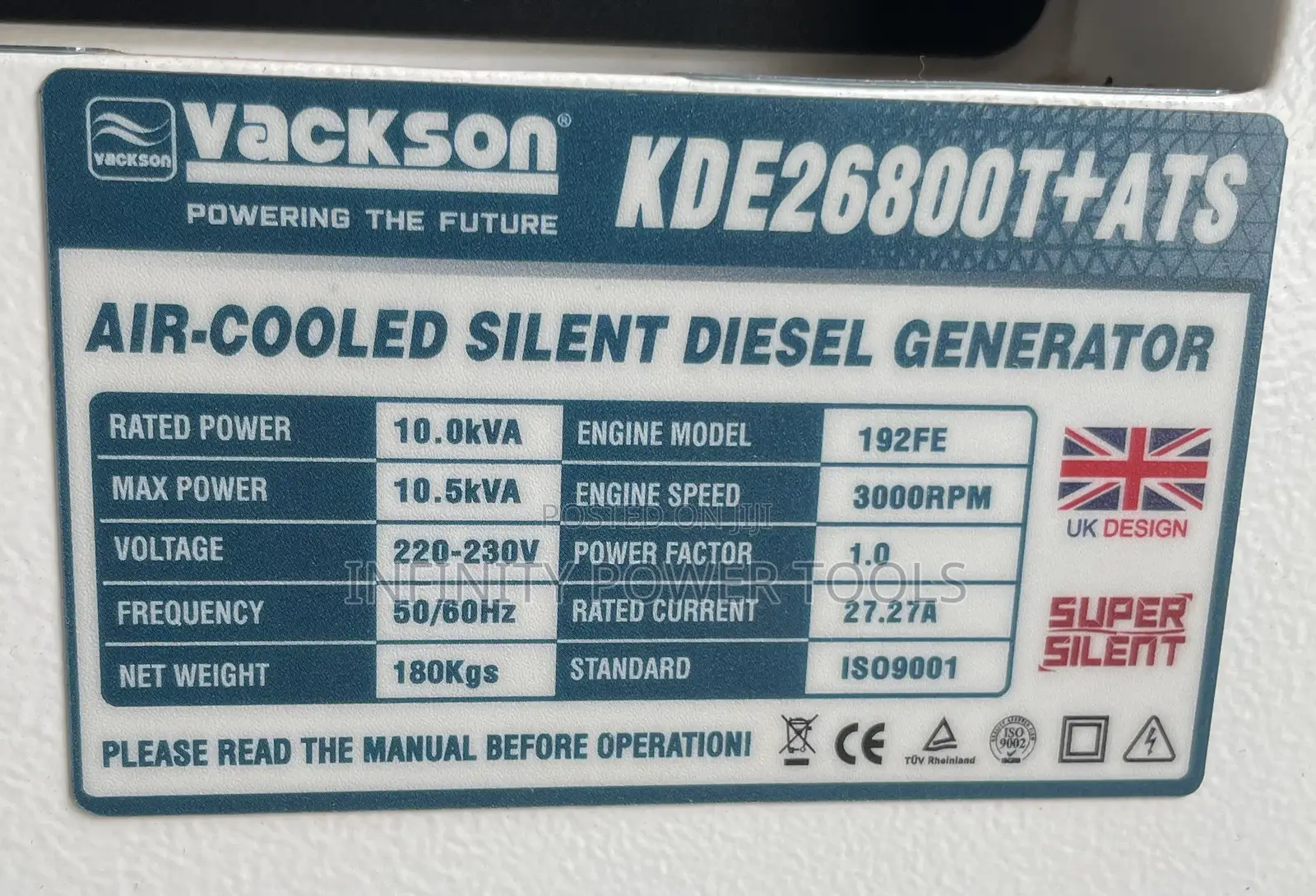 Standby Generator 10.5kva(Vackson)