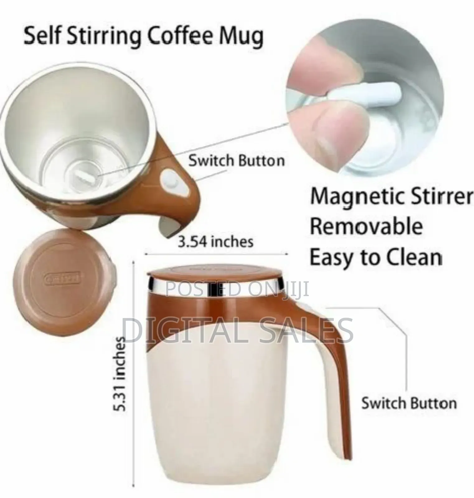 Automatic Self Stirring Mug Stainless Steel