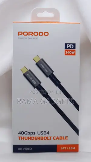 Porodo Thunderbolt Type C to Type C 1.8m Cable